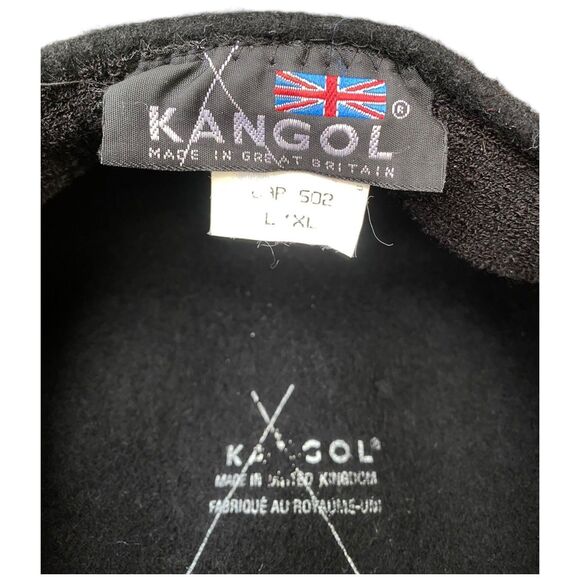 Vintage KANGOL 502 Wool Flat Cabbie Newsboy Cap Black L/XL Made in Great Britain - Picture 9 of 9